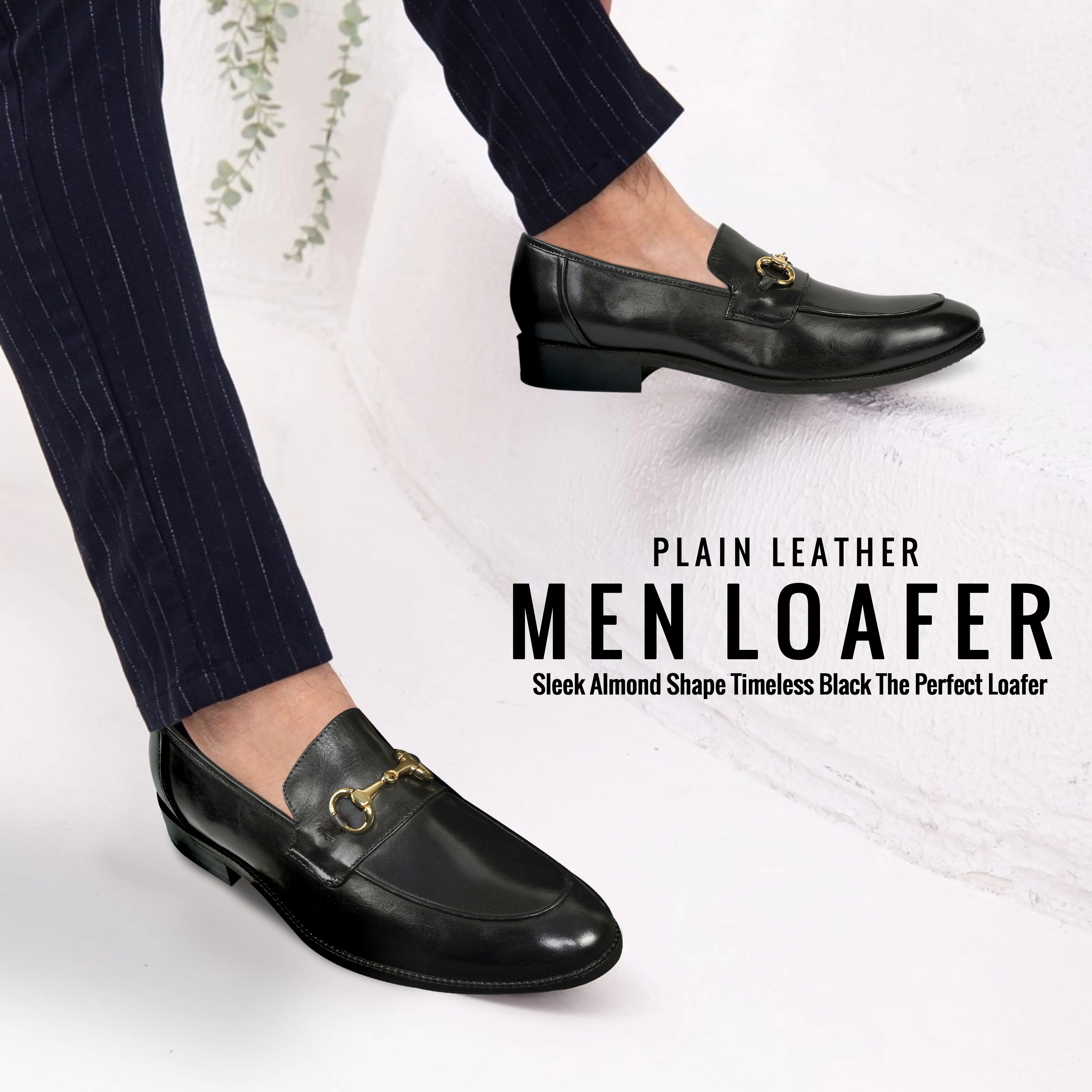 Black Leather Golden Horsebit Loafers By Brune & Bareskin