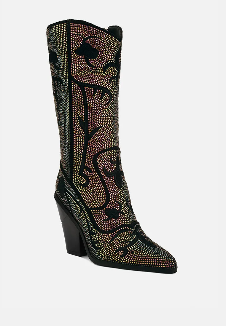glimmer rhinestones embellished shimmer calf boots