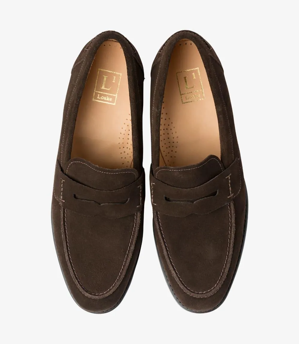 LOAKE 356 DARK BROWN LOAFER SLIP ON RUBBER SOLE F-MEDIUM