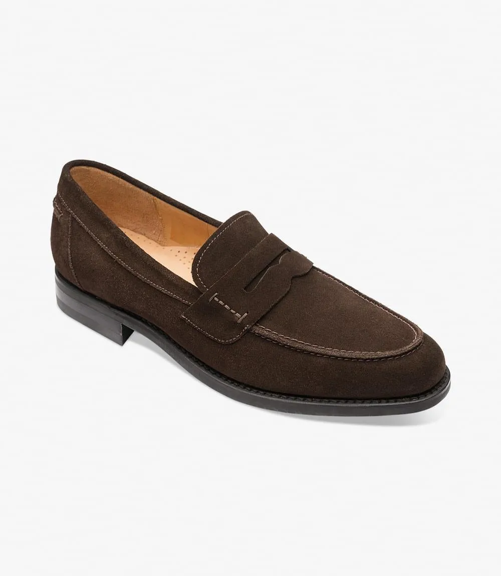 LOAKE 356 DARK BROWN LOAFER SLIP ON RUBBER SOLE F-MEDIUM