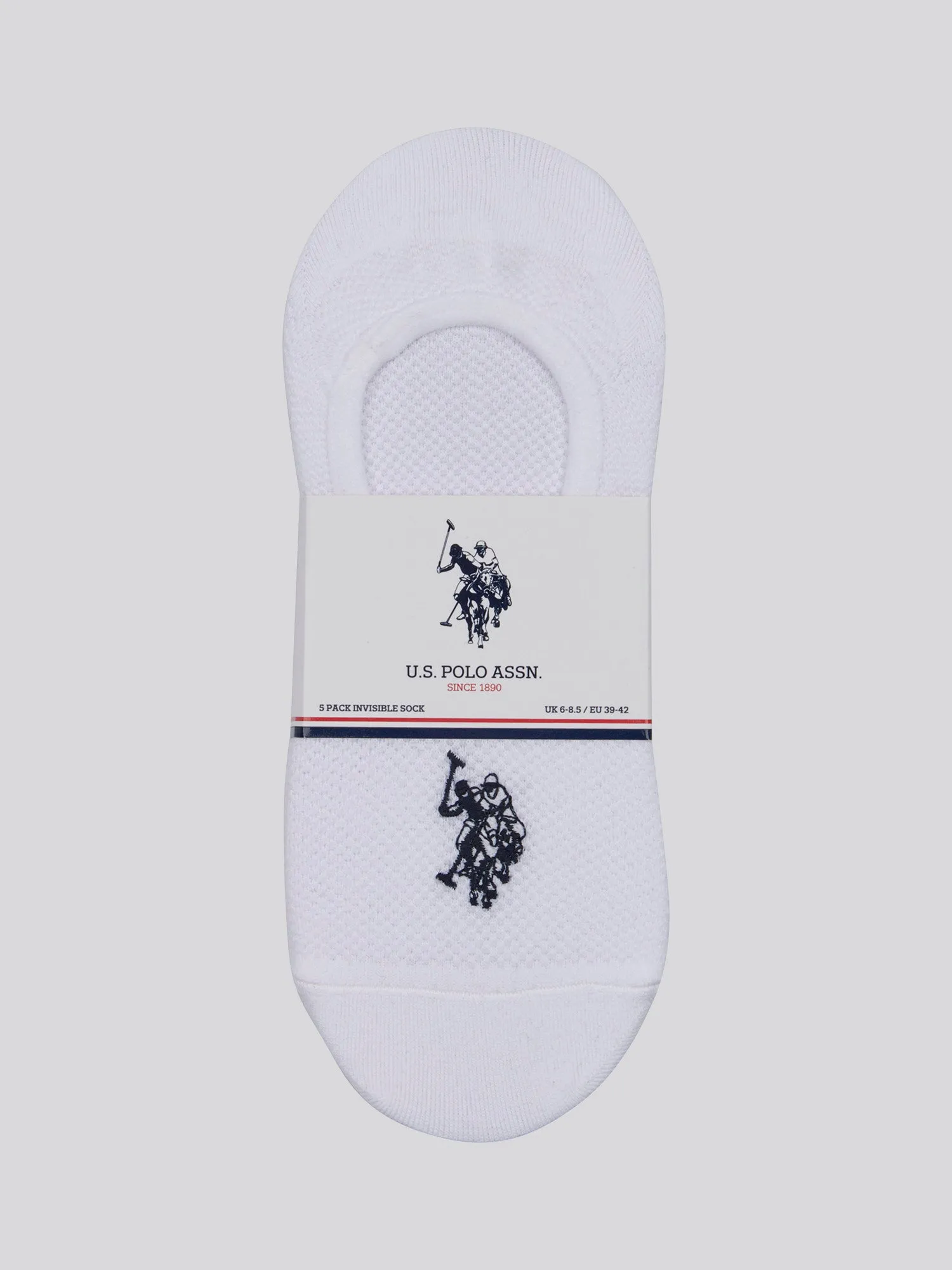 Mens 5 Pack Invisible Trainer Socks in Bright White
