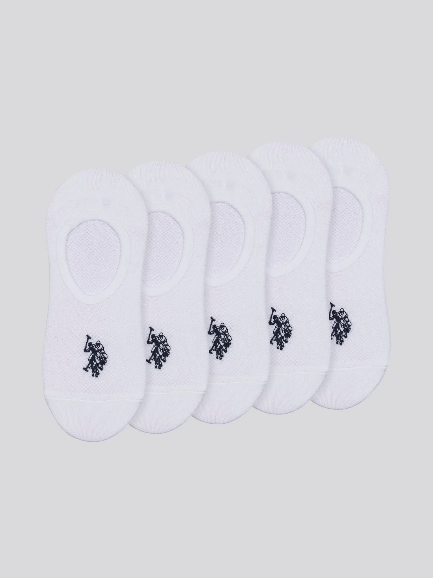 Mens 5 Pack Invisible Trainer Socks in Bright White