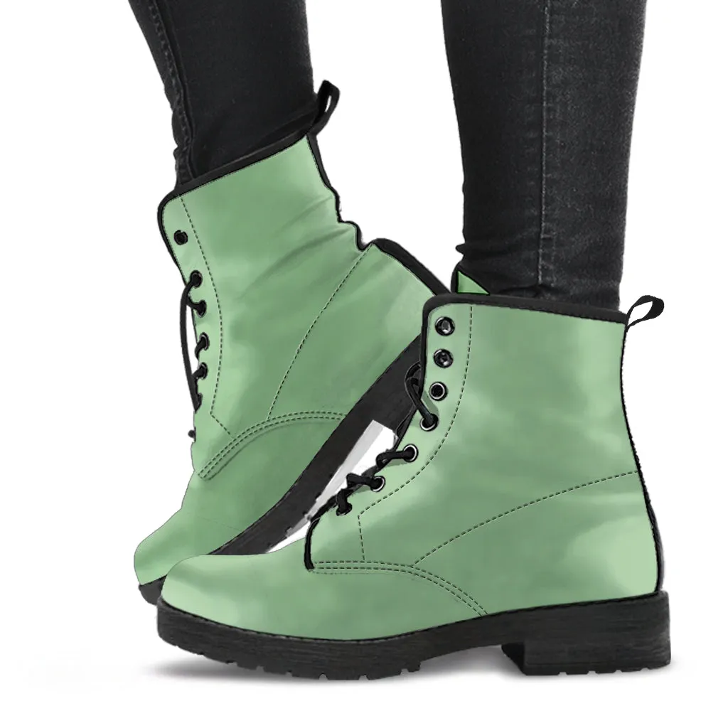 Sera foam Green Women's Vegan Leather Combat Boots