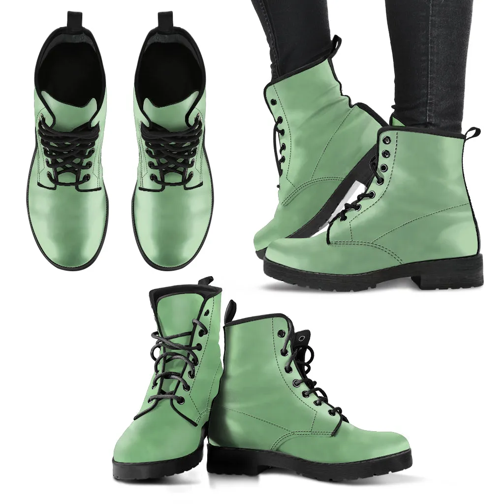 Sera foam Green Women's Vegan Leather Combat Boots