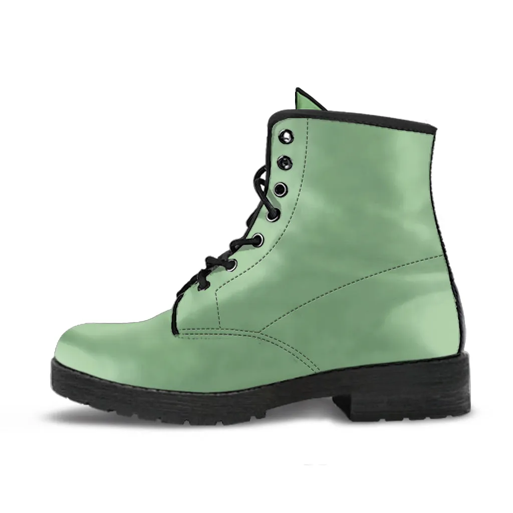 Sera foam Green Women's Vegan Leather Combat Boots
