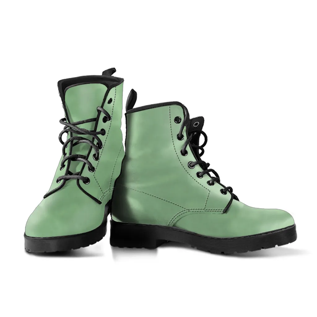 Sera foam Green Women's Vegan Leather Combat Boots